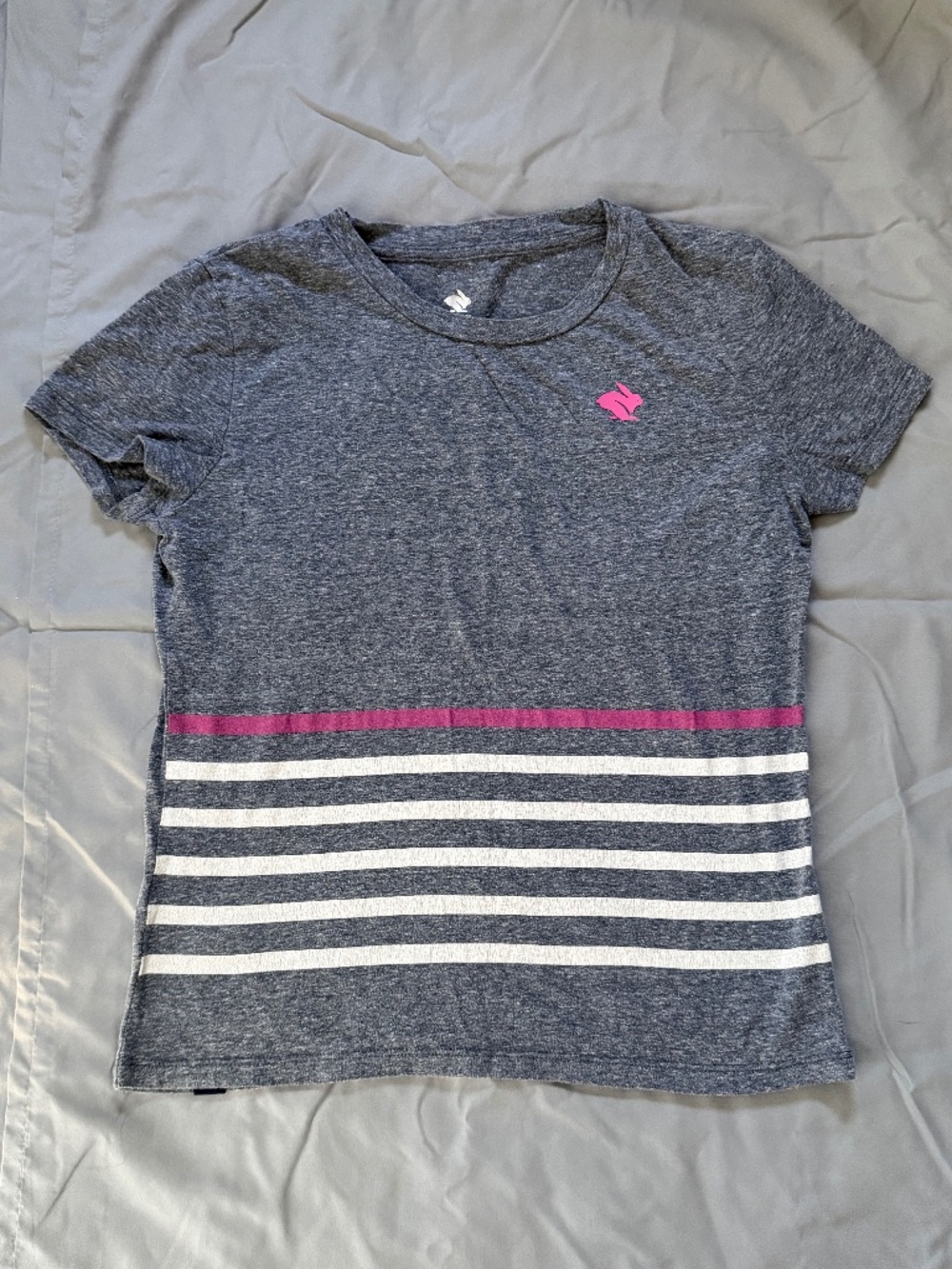 W's Rabbit Short Sleeve Tee - Faded Indigo Retro Stripe - Small